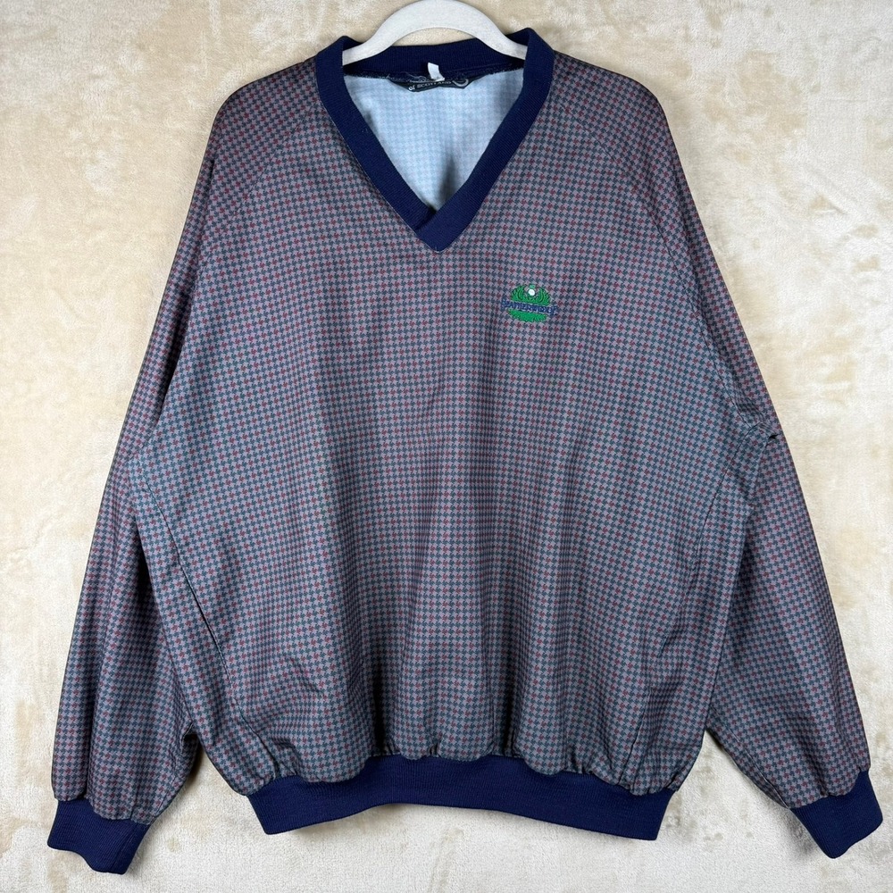 Vintage Sunderland of Scotland Mens 2xl/3xl V-Neck Golf Windshirt Houndstooth